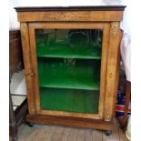 A 30" Victorian inlaid walnut and gilt metal mounted pier cabinet with later baize lined interior