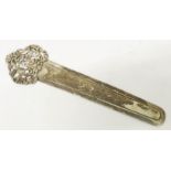 A 6 1/2" Victorian silver bookmark with ornate cast and pierced top - London 1885