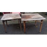 A pair of vintage stained pine Hatherley folding tables - 30" square