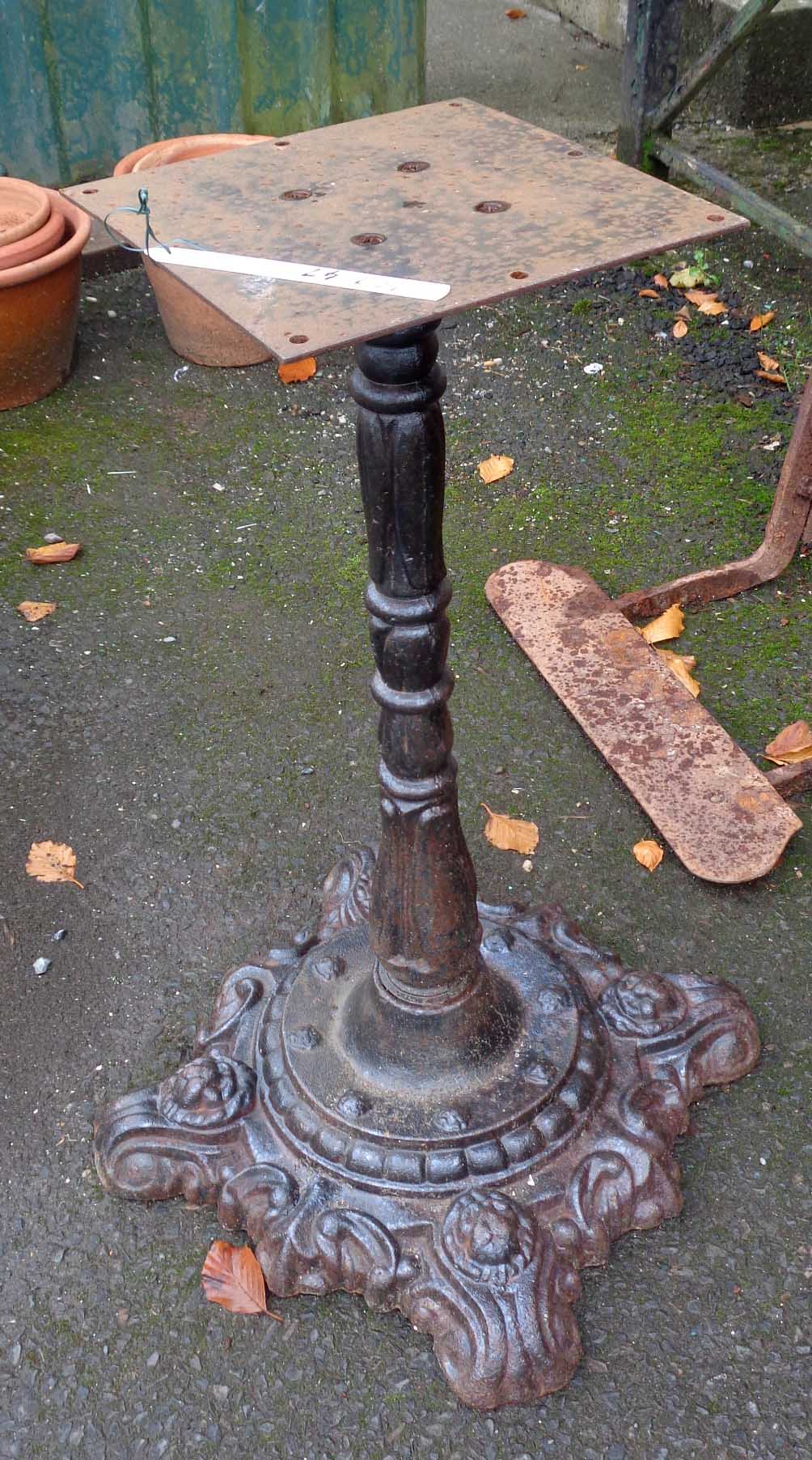 A cast iron table base