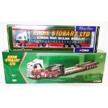 Two Corgi 1:50 scale model Eddie Stobart trucks, comprising 75804 MAN Curtainside and a CC12203