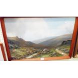 R. D. Sherrin: a framed gouache, depicting an extensive moorland view - signed - 19 1/2" X 28 1/2"