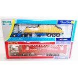 Two Corgi 1:50 scale model trucks, comprising 76801 MAN Artic Platform Trailer with Sheeted Load -