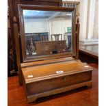 A 20th Century stained wood platform dressing table mirror with drawer under