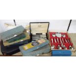 A quantity of cased and boxed cutlery sets - sold with other loose cutlery