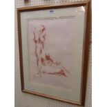 Donald Bailey: a framed red chalk study of a nude female figure - signed with intials