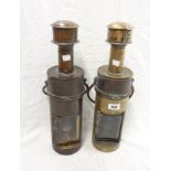 A pair of 19th Century brass binnacle lamps
