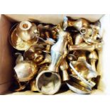 A collection of brassware