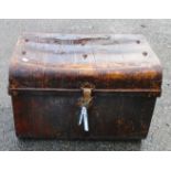 A Victorian painted tin travelling trunk - a/f