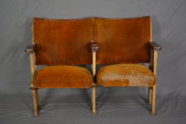 A SET OF NINE VINTAGE THEATRE CHAIRS, with velvet upholstery and gold painted uprights (image of a