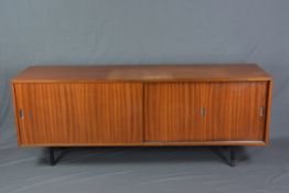 HILLE INTERPLAN 6FT TEAK SIDEBOARD BY ROBIN DAY, with double sliding doors, revealing four