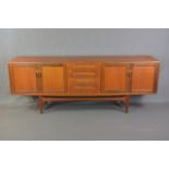 G-PLAN FRESCO 7FT TEAK SIDEBOARD, with four drawers central to two double cupboard doors,