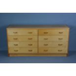ERVI-MOBLER AS, Denmark, teak finish side by side chest of eight long drawers, approximate width