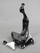 THREE BOXED ADAM SPALA CMIELOW POLISH PORCELAIN FIGURES, all black and white glazed, comprising