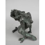 A CONTEMPORARY BRONZE LIMITED EDITION FIGURE OF A FEMALE NUDE, her head thrown back and posed