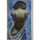 ELAINE SHAW (BRITISH, CONTEMPORARY), Half length study of a female nude from the back, oil on
