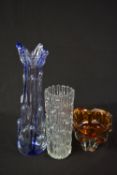 A GROUP OF CZECH POST WAR GLASS, to include a Hermanova glassworks 'Maze' vase, designed by