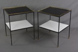 A PAIR OF FERRICANE STEEL AND BRASS TWO TIER OCCASIONAL TABLES, (s.d.) (2)