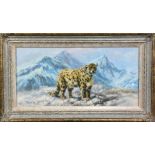 TONY FORREST (BRITISH, CONTEMPORARY), Snow Leopard in the mountains, oil on canvas, signed lower