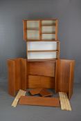 BEAVER & TAPLEY TEAK WALL ASSEMBLY UNITS, comprising a double door cupboard, fall front cupboard,