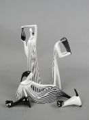 FIVE BOXED ADAM SPALA CMIELOW POLISH PORCELAIN FIGURES, all black and white glazed, comprising two