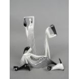 FIVE BOXED ADAM SPALA CMIELOW POLISH PORCELAIN FIGURES, all black and white glazed, comprising two
