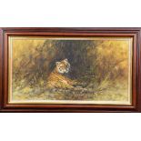 TONY FORREST (BRITISH, CONTEMPORARY), Lazing Tiger, oil on canvas, signed lower left,