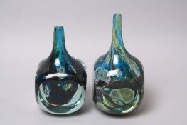 TWO MDINA ICE CUT VASES, one signed and dated 'Mdina 1978', the tallest is approximately 20cm, the