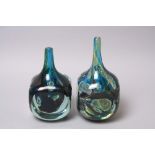 TWO MDINA ICE CUT VASES, one signed and dated 'Mdina 1978', the tallest is approximately 20cm, the