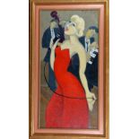 MARSHA HAMMELL (AMERICAN B.1949), 'The Torch Singer', oil on canvas, signed lower right, signed