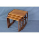 G-PLAN QUADRILLE TEAK NEST OF THREE TABLES, approximate size of largest table width 53cm, x depth