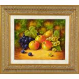 JOHN F SMITH, 'FRUIT', an original oil on canvas painting signed by the artist, framed, 24cm x 20cm