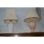 FOUR VARIOUS CERAMIC TABLE LAMPS, with shades