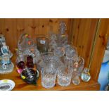 A COLLECTION OF GLASSWARE, including Christmas decorations, drinking glasses, etc