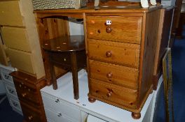 A PINE DRESSING TABLE, with four drawers to one side, approximate width 94cm and a pine two drawer