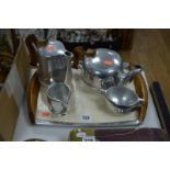 A PICQUOT WARE FOUR PIECE TEA SET ON TRAY (5)