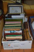 TWO BOXES OF BOOKS, PICTURES, MAPS, etc