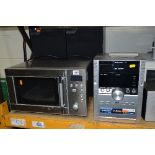 A PANASONIC HIFI, a pair of Mission speakers and a stainless steel microwave (4)