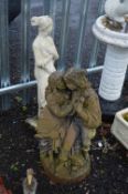 A COMPOSITE GARDEN FIGURE OF TWO LOVERS, approximate height 74cm and a broken garden figure of a