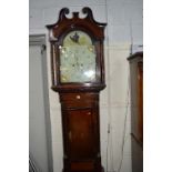 A GEORGE III OAK, MAHOGANY AND INLAID LONGCASE CLOCK, 8 day movement, signed J R Chambly