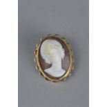 A CAMEO 9CT YELLOW GOLD MOUNT BROOCH, approximately 29mm x 29mm, approximate gross weight 7.3 grams