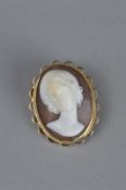 A CAMEO 9CT YELLOW GOLD MOUNT BROOCH, approximately 29mm x 29mm, approximate gross weight 7.3 grams