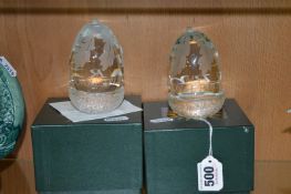 TWO BOXED LIMITED EDITION NATIONAL TRUST CENTENARY GLASS PAPERWEIGHTS, shaped as acorns, (one with