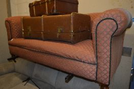 A VICTORIAN RE UPHOLSTERED DROP END CHESTERFIELD SOFA