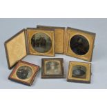 TWO CASED DAGUERREOTYPES, and three others (5)