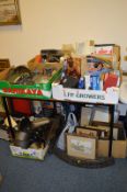 SIX BOXES AND LOOSE SUNDRY ITEMS, to include Balfour Princess record player (af), pictures,