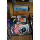 A BOX OF SINGLES RECORDS AND LP'S, and a carry case of LP'S (2)