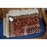KESHAM STYLE CARPET, red, blue and beige ground, approximate size 276cm x 182cm