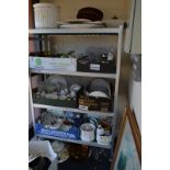 FIVE BOXES OF KITCHEN CROCKERY AND GLASSWARE, together with other household items including glass