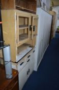A MID 20TH CENTURY KITCHEN CUPBOARD, with enamel partial top, four drawers over two cupboard doors